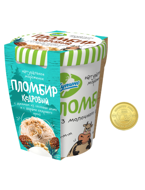 Extra Rich Ice Cream with Pine Cone Jam and with Pine Nuts "From Milky Region" 12%, tub 250g